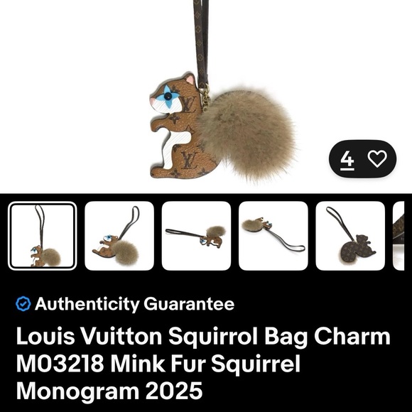 Louis Vuitton Mink Squirrel charm 2025 BNIB